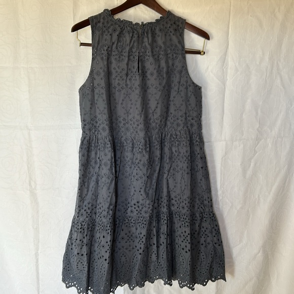 LOFT blue eyelet tiered lined swing dress. Size Medium. - Picture 7 of 10